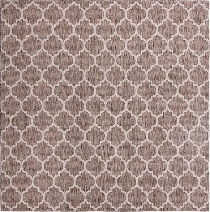 Unique Loom Outdoor Trellis Collection Area Rug - Trellis (Square 13' 0" x 13' 0", Brown/ Ivory)