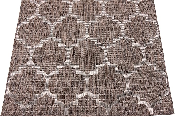Unique Loom Outdoor Trellis Collection Area Rug (4' 1" x 6' 1" Rectangle, Brown/ Ivory)
