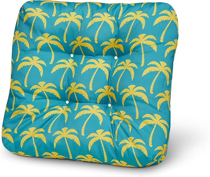 DUCKCOVERS® Water-Resistant Indoor/Outdoor Seat Cushions, 19 x 19 x 5 Inch, 2 Pack, Real Teal Palm
