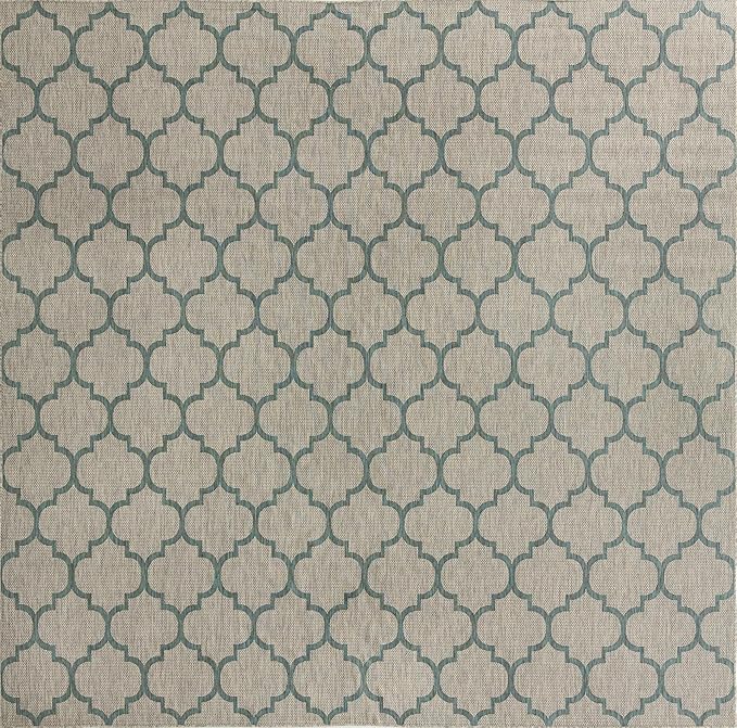 Unique Loom Outdoor Trellis Collection Area Rug - Trellis (Square 13' 0" x 13' 0", Gray/ Ivory)