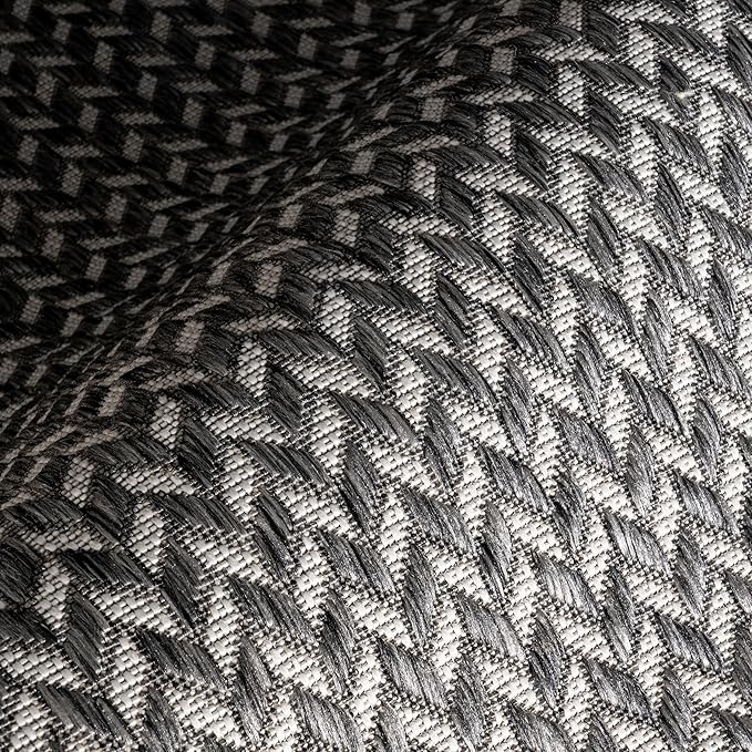Nuloom Outdoor Performance Camryn Grey/Ivory, 6'7" x 9', Herringbone, Soft, High Traffic, Stain Resistant, Easy Clean, Durable Area Rug for Indoor/Outdoor Patio, Deck, Porch, Garden, Courtyard
