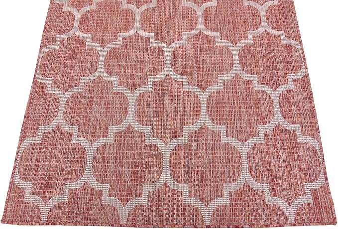 Unique Loom Outdoor Trellis Collection Area Rug (4' 1" x 6' 1" Rectangle, Rust Red/ Ivory)