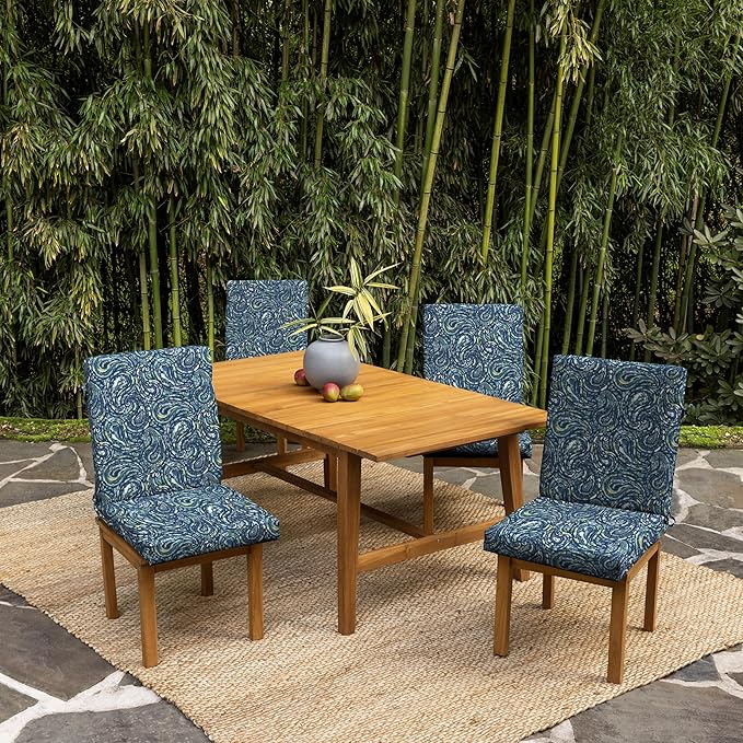 Arden earthFIBER Outdoor Dining Chair Cushion, 20 x 20, Rain-Proof, Fade Resistant, Sapphire Blue Ridge Paisley