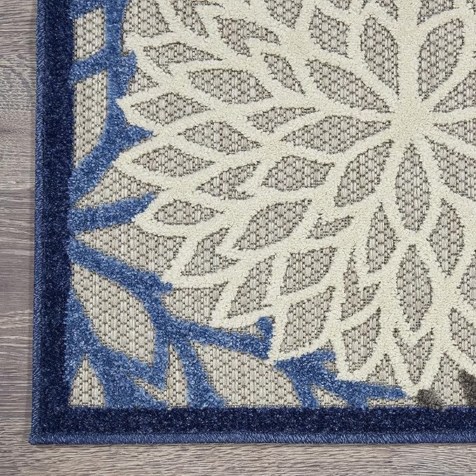 Nourison Home Aloha Indoor/Outdoor Blue/Multicolor 2'3" x 8' Area Rug, Tropical, Botanical, Easy Cleaning, Non Shedding, Bed Room, Living Room, Dining Room, Deck, Backyard, Patio (2x8)