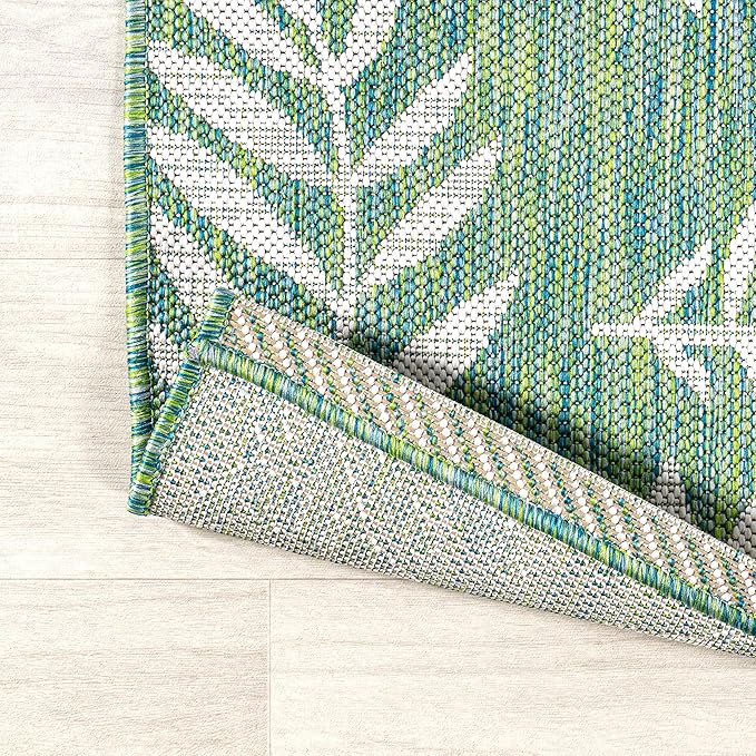 JONATHAN Y Palm Frond Indoor Outdoor Area Rug 9X12 Cream/Green, Nevis for Backyard, Patio, Porch, Easy-Cleaning, High Traffic, Pet-Friendly, Non-Shedding (SMB119G-9)