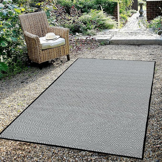 ARSUK Outdoor Patio Rug (7 x 5 ft) - Weatherproof, Indoor and Outdoor Use, Ideal for Garden, Camping, Balcony Carpet, Picnic, Backyard, Lightweight, Foldable, Recycled Plastic