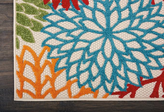 Nourison Home Aloha Indoor/Outdoor Green 2'3'' x 10' Area--Rug, Tropical, Botanical, Easy--Cleaning, Non Shedding, Bed Room, Living Room, Dining Room, Deck, Backyard, Patio (2x10)