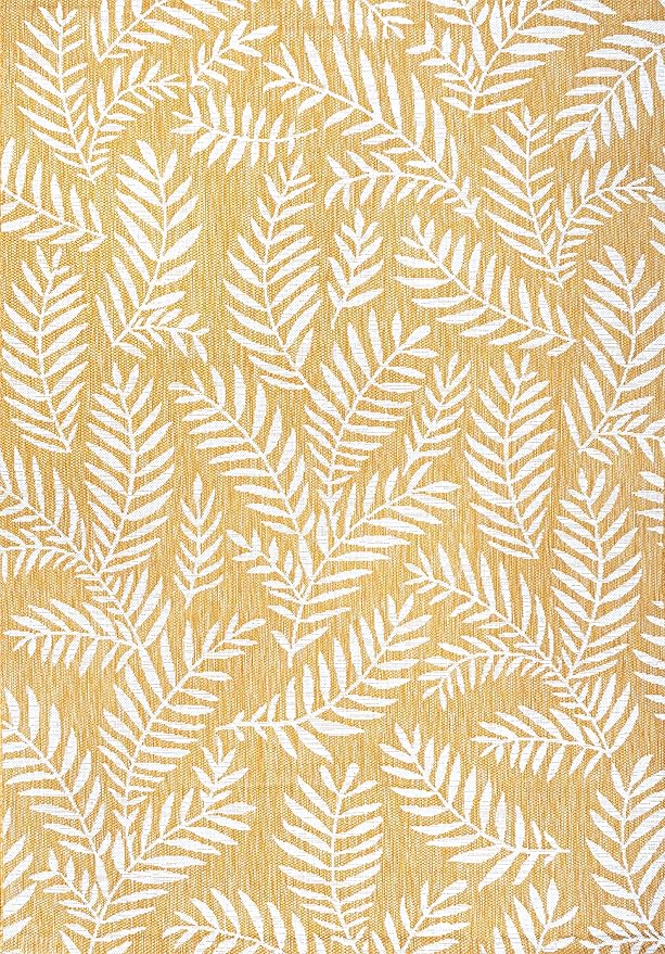 JONATHAN Y Palm Frond Indoor Outdoor Area Rug 9X12 Yellow/Cream, Nevis for Backyard, Patio, Porch, Easy-Cleaning, High Traffic, Pet-Friendly, Non-Shedding (SMB119C-9)
