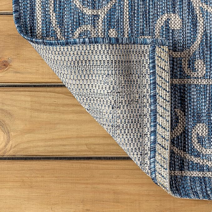 JONATHAN Y Vintage Filigree Indoor Outdoor Area Rug 3X5 Navy/Gray, Charleston Textured Weave for Backyard, Patio, Porch, Easy-Cleaning, High Traffic, Pet-Friendly, Non-Shedding (SMB106D-3)