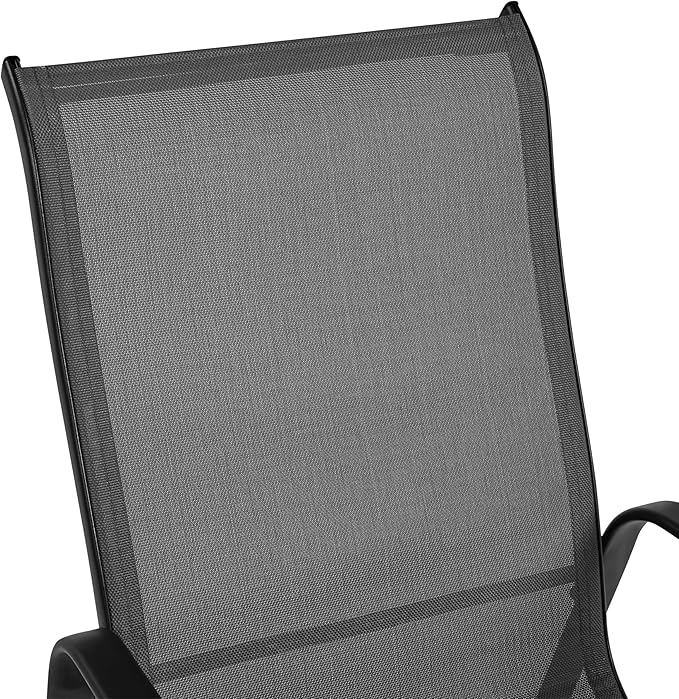 Yaheetech Patio Chairs Set of 2, Dining Chairs with Breathable Fabric and Heavy-Duty Iron Frame for Lawn, Backyard, Deck, 300 lbs Capacity, Gray
