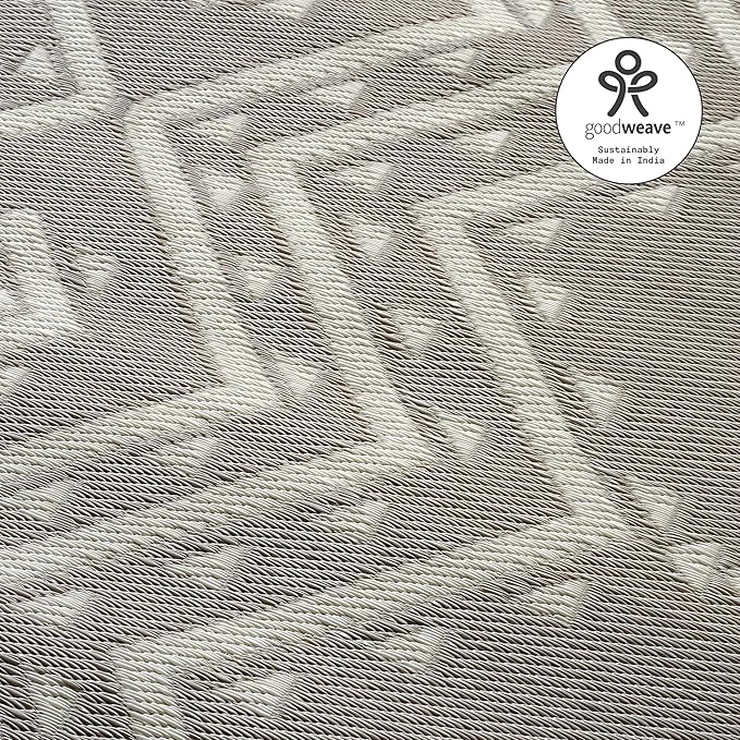 Fab Habitat Aztec Outdoor Rug - Waterproof, Fade Resistant, Crease-Free - Premium Recycled Plastic - Striped - Patio, Porch, Deck, Balcony - Ojai - Beige - 5 x 8 ft