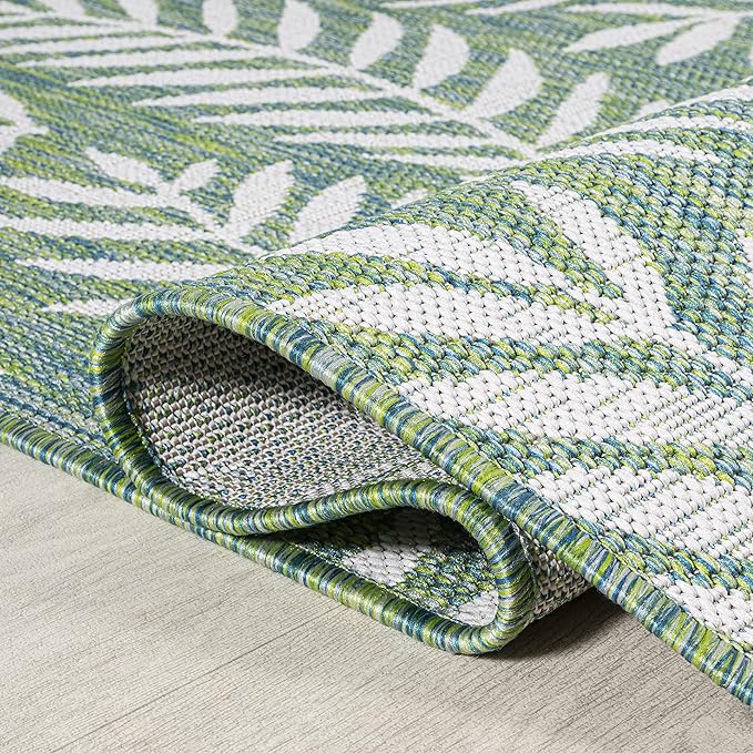 JONATHAN Y Palm Frond Indoor Outdoor Area Rug 5X8 Cream/Green, Nevis for Backyard, Patio, Porch, Easy-Cleaning, High Traffic, Pet-Friendly, Non-Shedding (SMB119G-5)