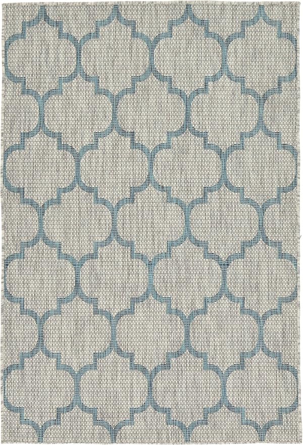 Unique Loom Outdoor Trellis Collection Area Rug (4' 1" x 6' 1" Rectangle, Gray/ Ivory)