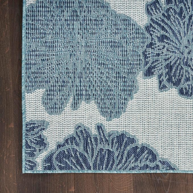 Nourison Home Garden Oasis Blue 2' x 8' Area Rug - Easy Clean, Non Shedding, Bed Room, Living Room, Dining Room, Kitchen (8' Runner)