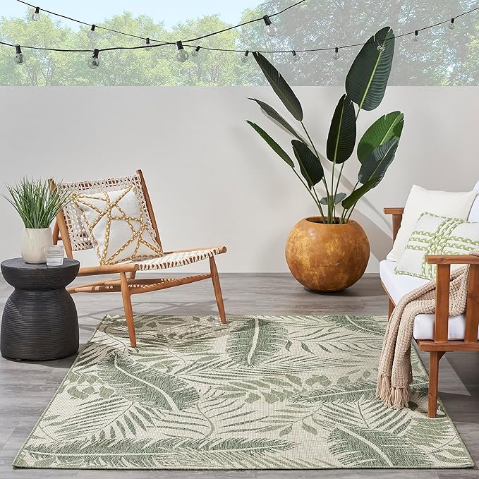 Nourison Home Garden Oasis Ivory Green 4' x 6' Area Rug - Easy Clean, Non Shedding, Bed Room, Living Room, Dining Room, Kitchen (4' x 6')