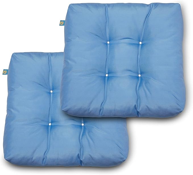 Duck Covers Water-Resistant Indoor/Outdoor Seat Cushions, 19 x 19 x 5 Inch, 2 Pack, Periwinkle Blue