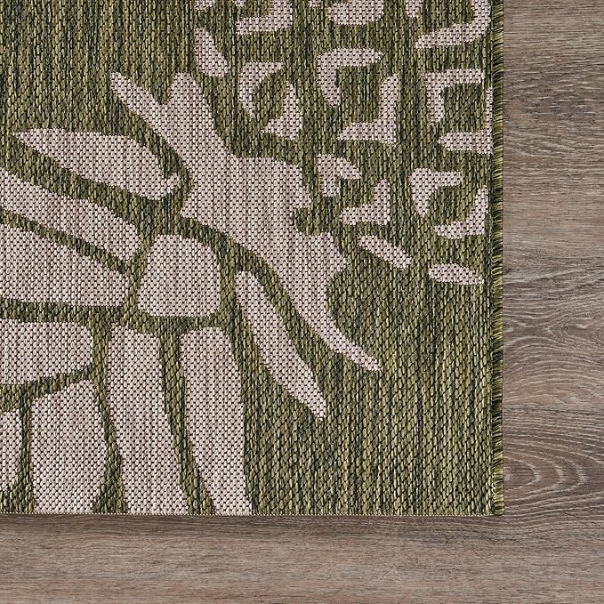 LR Home Ox Bay Caleb Green/Taupe Coastal Pineapples Indoor/Outdoor Area Rug (Pack of 2)
