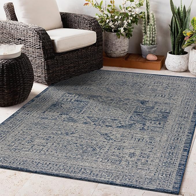 Keen Home Design Terrace Outdoor Area Rug - 5x8 Washable Indoor/Outdoor Rug for Patio, Kitchen, Balcony, Beach, Garden, Deck and Porch, Size: 5'3"x7'7"