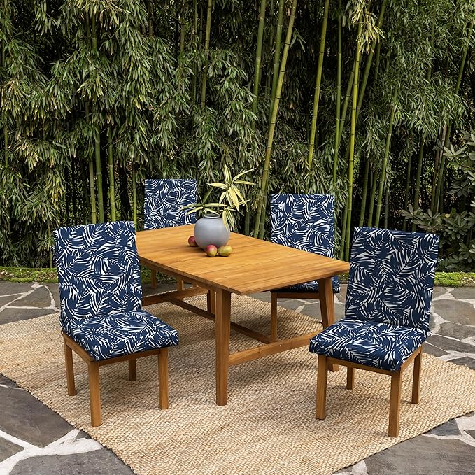Arden 2-Pack earthFIBER Outdoor Patio Dining Chair Cushion, 20x44, Rain-Proof Seat Pad, Fade-Resistant Outdoor Cushion Navy Blue King Palm