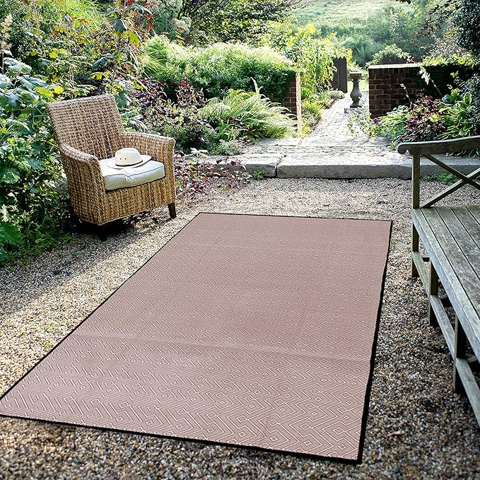 ARSUK Outdoor Patio Rug (6 x 4 ft) - Weatherproof, Indoor and Outdoor Use, Ideal for Garden, Camping, Balcony Carpet, Picnic, Backyard, Lightweight, Foldable, Recycled Plastic