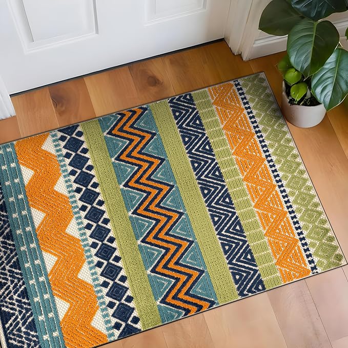 Rugshop Multi Marbella Boho Indoor/Outdoor Accent Rug, Machine Washable for Entryway, Kitchen and Mudroom 2' x 3'