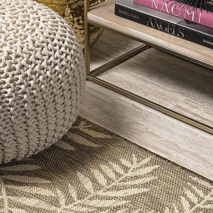 JONATHAN Y Palm Frond Indoor Outdoor Area Rug 6X9 Brown/Beige, Nevis for Backyard, Patio, Porch, Easy-Cleaning, High Traffic, Pet-Friendly, Non-Shedding (SMB119A-6)