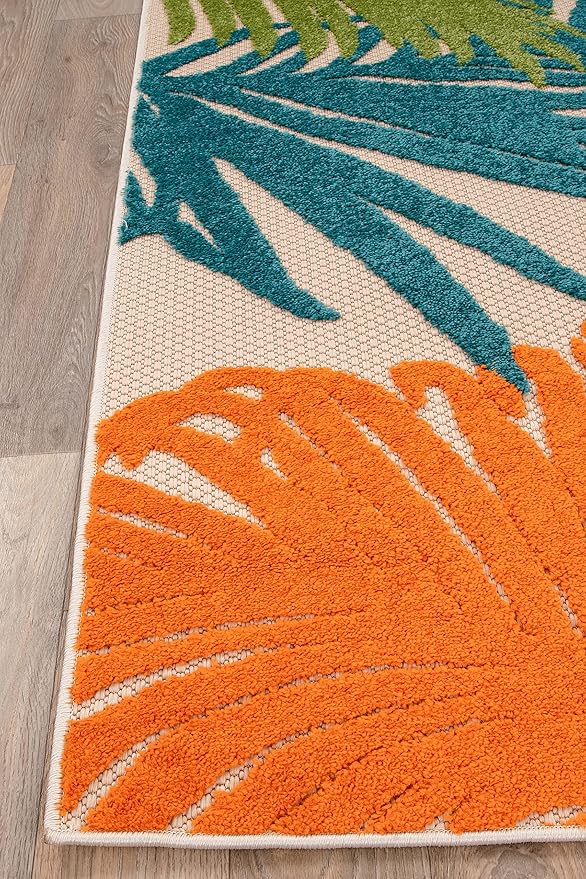 Rugshop Multi Lucca Contemporary Floral Indoor/Outdoor Area Rug Durable Polypropylene, Weather Resistant, Perfect for Patio, Backyard, Deck and Outdoor Lounge, High Traffic Areas 7'10" x 10'