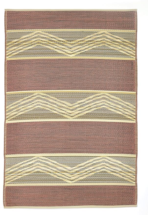 Fab Habitat Outdoor Rug - Waterproof, Fade Resistant, Crease-Free - Premium Recycled Plastic - Tribal Boho - Porch, Deck, Balcony, Mudroom, Laundry Room, Patio - Lagos - Sand & Coral - 3 x 5 ft