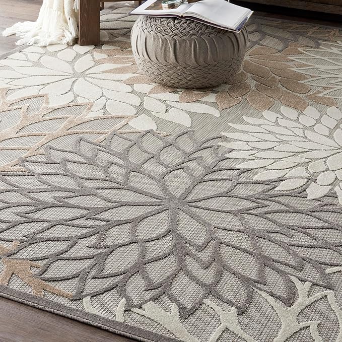 Nourison Home Aloha Natural 9'6" x 13' Area Rug - Easy Clean, Non Shedding, Bed Room, Living Room, Dining Room, Kitchen (10' x 13')