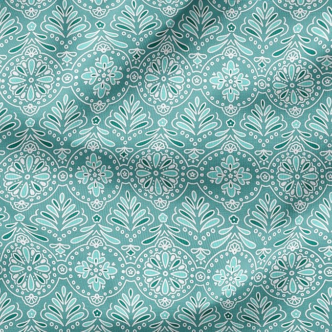 Arden Outdoor Foam Deep Seat Cushion Set, 24 in x 24 in, Weather-Proof, Rain-Proof, Fade Resistant Patio Cushion, Bottom and Back Cushion for Chair, Sofa, and Couch Turquoise Daphne Medallion