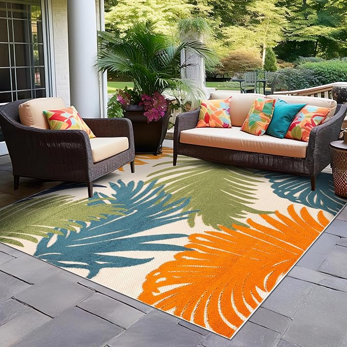 Rugshop Lucca Contemporary Floral Indoor/Outdoor Square Rug 6' 6" Multi