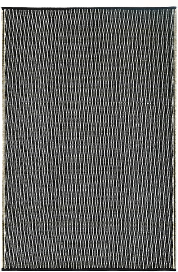 Fab Habitat Outdoor Rug - Waterproof, Fade Resistant, Crease-Free - Premium Recycled Plastic - Neutral Striped - Large Patio, Deck, Sunroom, Camping, RV - Cancun Shadow - Sand & Black - 6 x 9 ft