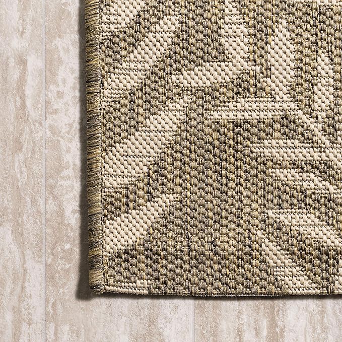 JONATHAN Y Palm Frond Indoor Outdoor Square Area Rug 6X6 Brown/Beige, Nevis for Backyard, Patio, Porch, Easy-Cleaning, High Traffic, Pet-Friendly, Non-Shedding (SMB119A-6SQ)