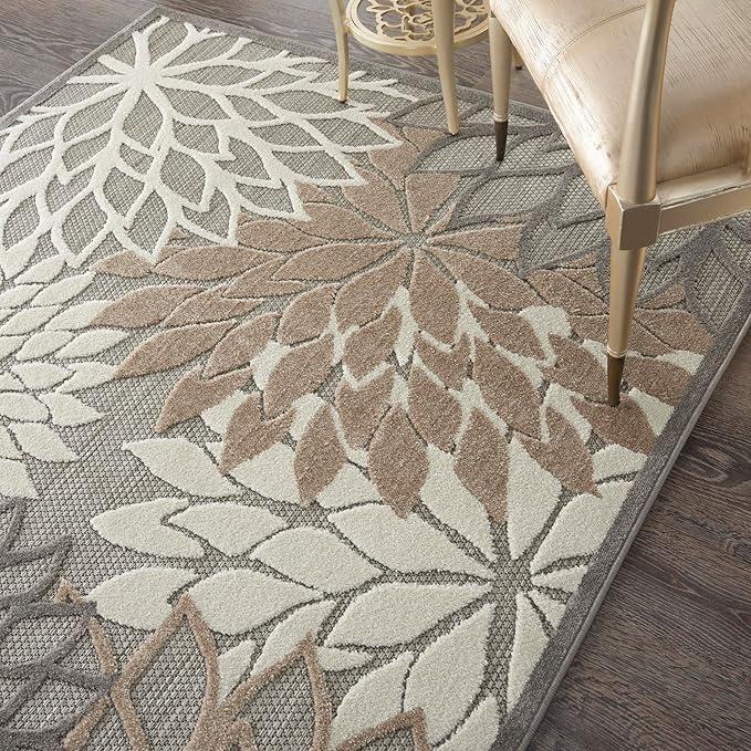 Nourison Home Aloha Natural 6' x 9' Area Rug - Easy Clean, Non Shedding, Bed Room, Living Room, Dining Room, Kitchen (6' x 9')