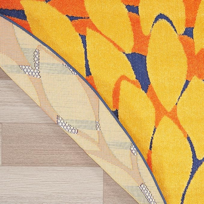 Nourison Home Washables 94x94 Outdoor Polypropylene Fabric Rug in Blue/Multi-Color