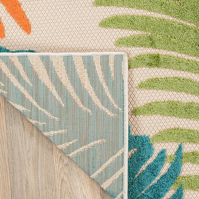 Rugshop Multi Lucca Contemporary Floral Indoor/Outdoor Area Rug Durable Polypropylene, Weather Resistant, Perfect for Patio, Backyard, Deck and Outdoor Lounge, High Traffic Areas 7'10" x 10'