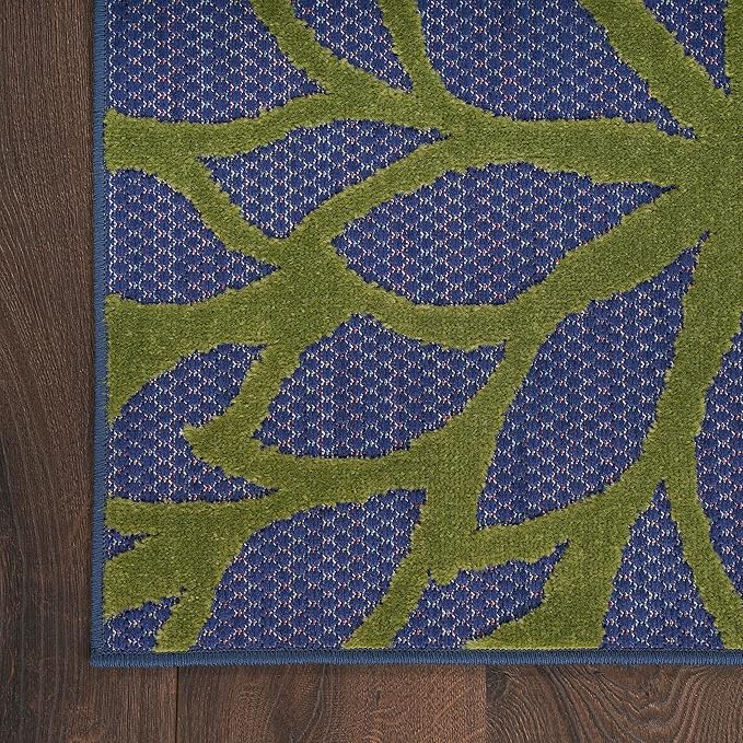 Nourison Home Aloha Indoor-Outdoor Navy Multicolor 5'3" x 7'5" Area Rug, Easy Cleaning, Non Shedding, Bed Room, Living Room, Dining Room, Backyard, Deck, Patio (5x7)